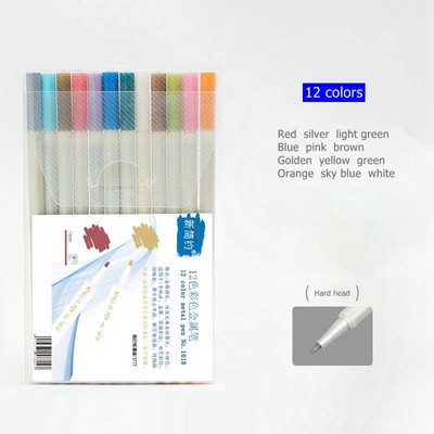 6/12 boja Akrilna metalna flomaster olovka za spomenare, rukotvorine, četka za izradu čestitki, okrugla glava, umjetnička olovka, pribor za crtanje