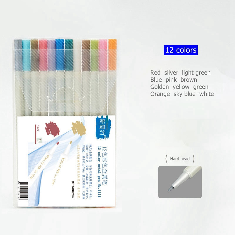 6/12 boja Akrilna metalna flomaster olovka za spomenare, rukotvorine, četka za izradu čestitki, okrugla glava, umjetnička olovka, pribor za crtanje