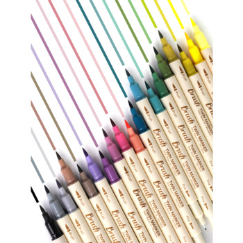3бр. Комплект маркери с ретро цветни четки Двустранно фино линейно мастило на водна основа Смесващо се акварелно художествено рисуване F133