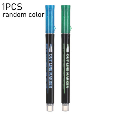 Divu līniju kontūra metāla marķieri Magic Shimmer Paint Paint Pildspalvas bērniem Pieaugušajiem Zīmēšanas Marķieris Pildspalva Māksla Glezniecības mācību piederumi