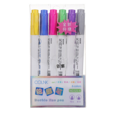 Divu līniju kontūra metāla marķieri Magic Shimmer Paint Paint Pildspalvas bērniem Pieaugušajiem Zīmēšanas Marķieris Pildspalva Māksla Glezniecības mācību piederumi