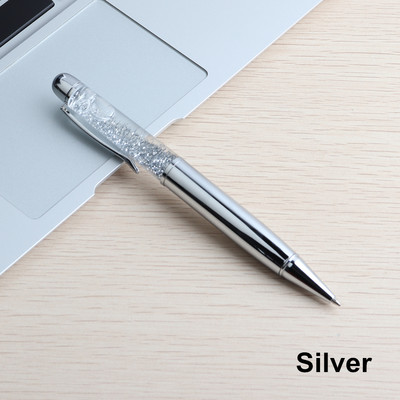 GENKKY Stilo din aur roz Kawaii Pixuri cu bile de cristal de lux pentru școală, birou, cu curgere, cristal, folie de aur, pixuri cadou din metal, scris 0,7 mm