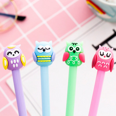 4 komada Lytwtw`s Cartoon Kawaii Slatka sova Kreativna školska uredska korejska dopisnica Sweet Pretty Pretty Funny Bird Gel Pen