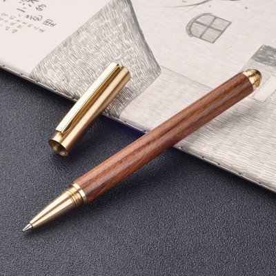 Vintage koka korpusa lodīšu pildspalva Misiņa lodīšu rullīšu pildspalva Metāla vāciņš Lodīšu pildspalva Kancelejas preces Skolas Biznesa Dāvanas Izejmateriāli Piegāde