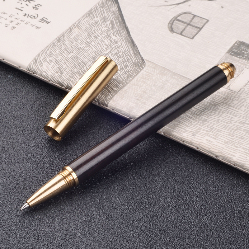 Vintage koka korpusa lodīšu pildspalva Misiņa lodīšu rullīšu pildspalva Metāla vāciņš Lodīšu pildspalva Kancelejas preces Skolas Biznesa Dāvanas Izejmateriāli Piegāde