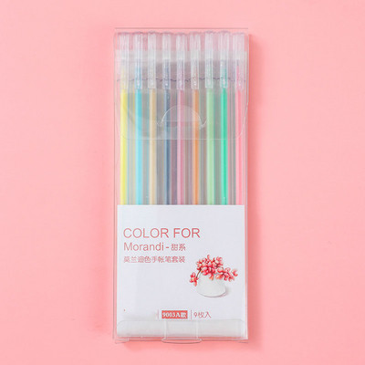 9gab./komplekts Gēla pildspalva Krāsaini šķidrās tintes uzpildīšanas stieņi 9 Krāsu rakstīšana Zīmējums Glezniecība Kawaii Rakstāmpiederumi Marķieri Krāsu izcelšanas pildspalvas