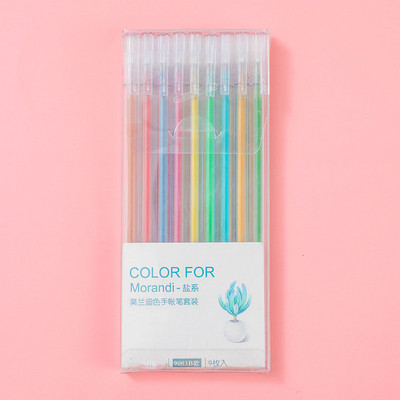 9gab./komplekts Gēla pildspalva Krāsaini šķidrās tintes uzpildīšanas stieņi 9 Krāsu rakstīšana Zīmējums Glezniecība Kawaii Rakstāmpiederumi Marķieri Krāsu izcelšanas pildspalvas