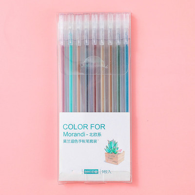9gab./komplekts Gēla pildspalva Krāsaini šķidrās tintes uzpildīšanas stieņi 9 Krāsu rakstīšana Zīmējums Glezniecība Kawaii Rakstāmpiederumi Marķieri Krāsu izcelšanas pildspalvas