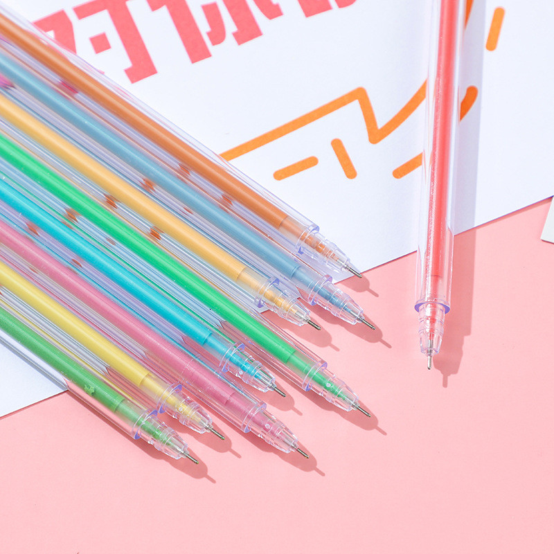 9gab./komplekts Gēla pildspalva Krāsaini šķidrās tintes uzpildīšanas stieņi 9 Krāsu rakstīšana Zīmējums Glezniecība Kawaii Rakstāmpiederumi Marķieri Krāsu izcelšanas pildspalvas