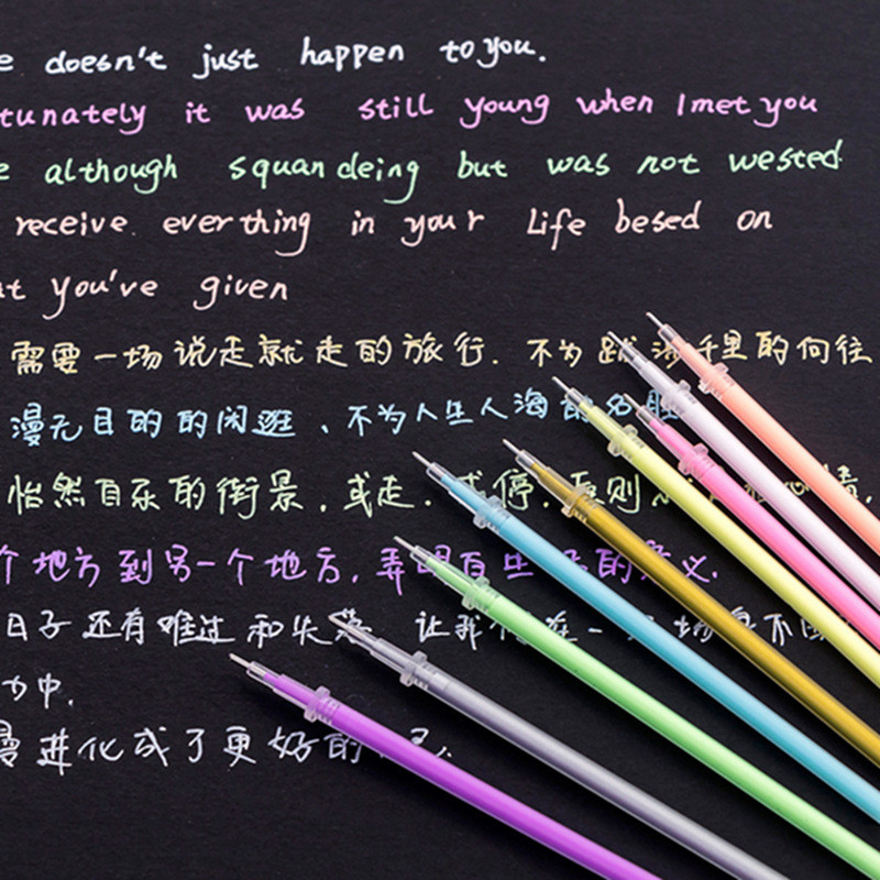 9gab./komplekts Gēla pildspalva Krāsaini šķidrās tintes uzpildīšanas stieņi 9 Krāsu rakstīšana Zīmējums Glezniecība Kawaii Rakstāmpiederumi Marķieri Krāsu izcelšanas pildspalvas