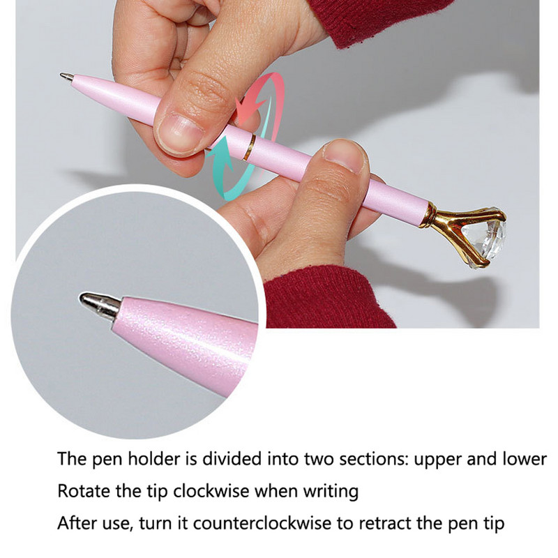 2 kom. velika dijamantna kristalna kemijska olovka Studentski pribor Uredski poslovni darovi Kemijska olovka s perom od kamenčića 1,0 mm