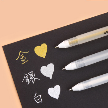 3Pc 0,8 mm 1,0 mm 2,0 mm Гел химикалка с бяло мастило Маркираща писалка с фин връх за ученически канцеларски материали Рисуване Изкуство Писане Ученически пособия