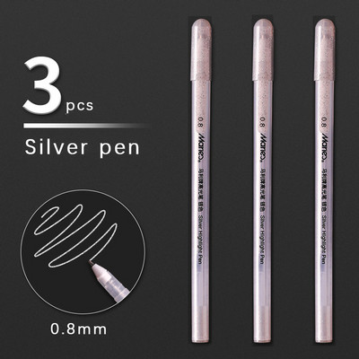 3 db 0,8 mm-es 1,0 mm-es 2,0 mm-es fehér tintás gél toll kiemelő jelölőtoll, finom hegy tanulói levélpapírokhoz, rajzművészethez, íráshoz iskolai kellékekhez
