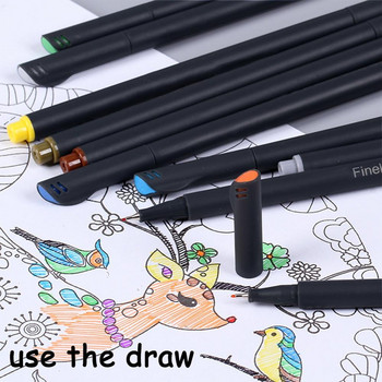 12 цвята Fineliner Химикалки 0,4 мм Арт Маркер Fine Line Молив за Училищен Офис Рисуване Картина Цветно мастило Акварел Канцеларски материали