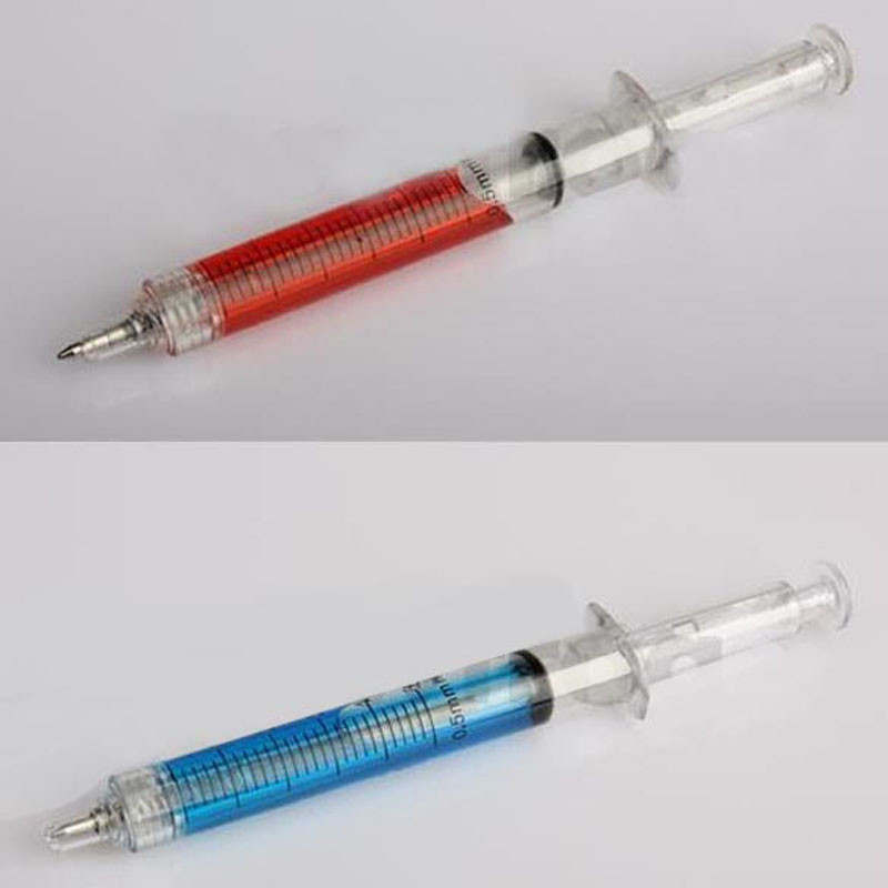 Kemijska olovka od 4 komada s ubrizgavanjem tekućine u obliku šprice Uredski pribor Novi dolazak Kemijska olovka u obliku štrcaljke