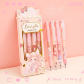 4kom Creative Cartoon Slatka press gel olovka Set Studentski pribor Crna olovka Super slatka kawaii djevojka Srce Crna olovka s potpisom