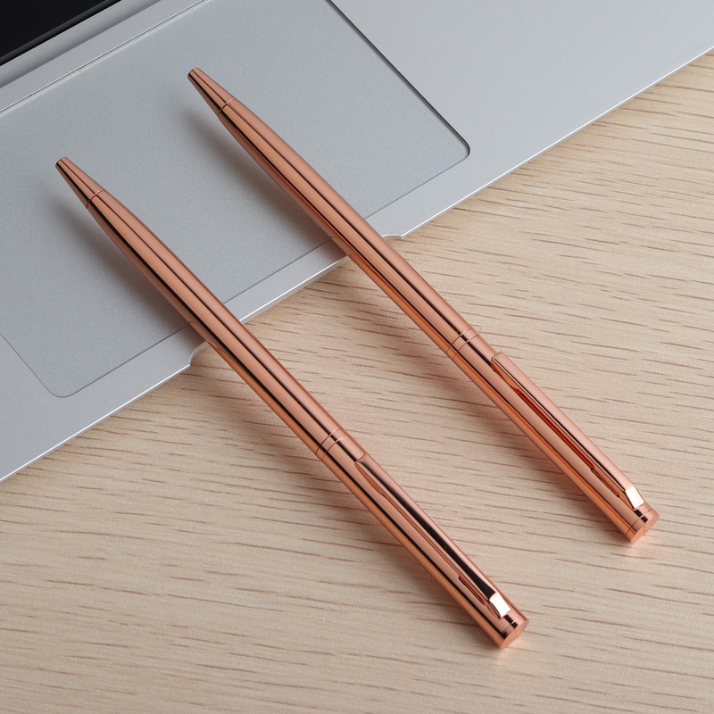 2/20/KOM Kemijska olovka od ružičastog zlata Rotirajuća metalna kemijska olovka od nehrđajućeg čelika Pribor za uredski i školski pribor