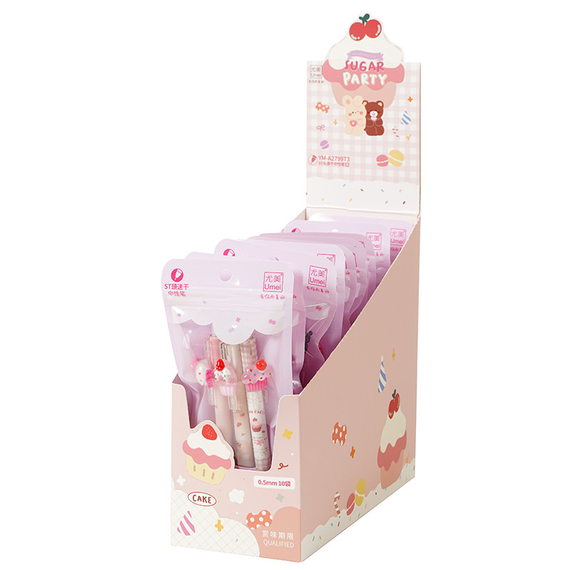 3 tk/komplekt Sweet Dessert Mehaanilised geeltindipliiatsid Kooli kontoritarbed Kingitus Kirjatarbed Armsad pastapliiatsid Laste auhinnad