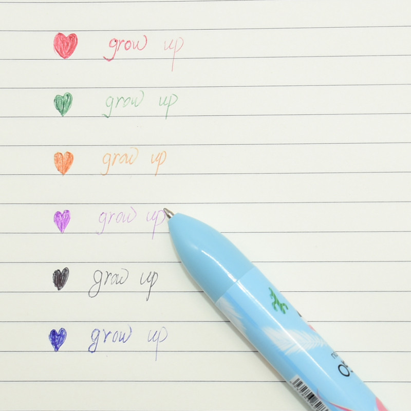 2tk multifunktsionaalne flamingo mitmevärviline pastapliiats 6-ühes värviline pastapliiats, kirjatarbed loomingulised koolitarbed