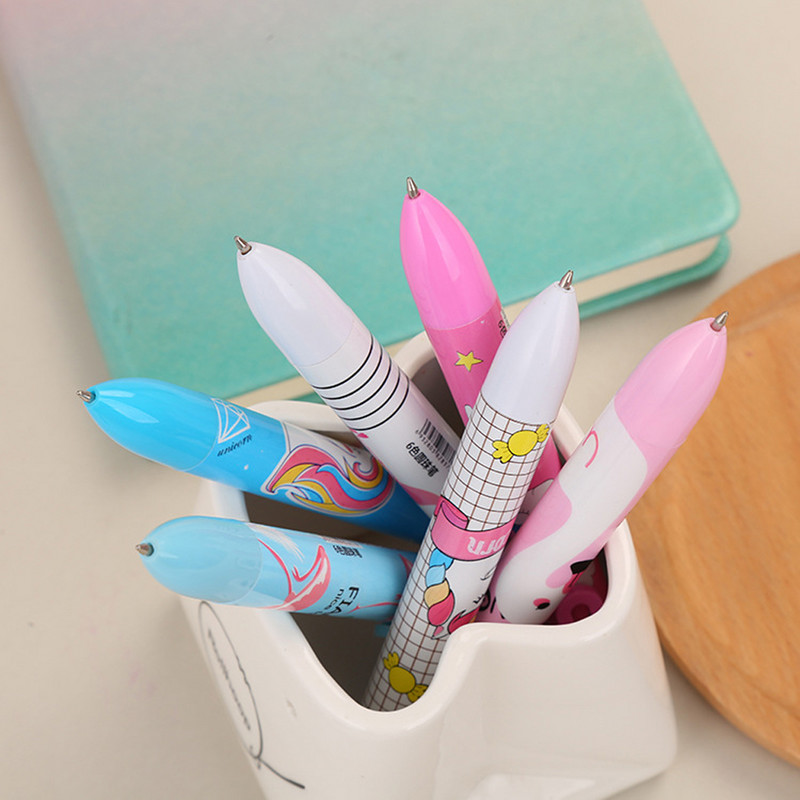 2tk multifunktsionaalne flamingo mitmevärviline pastapliiats 6-ühes värviline pastapliiats, kirjatarbed loomingulised koolitarbed