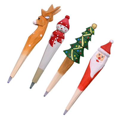 Ξύλινο στυλό κινουμένων σχεδίων Άγιος Βασίλης Χριστουγεννιάτικο δέντρο ελάφια στυλό Χαρούμενα Χριστούγεννα Δώρα Γραφική ύλη Εργαλείο γραφής Σχολική προμήθεια