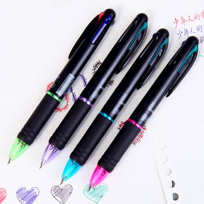 4-ühes MultiColor Pen Kawaii Sign Pen Värvilised Sissetõmmatavad Pastapliiatsid Multifunktsionaalne pliiats markeriteks Kirjatarbed 2 tk