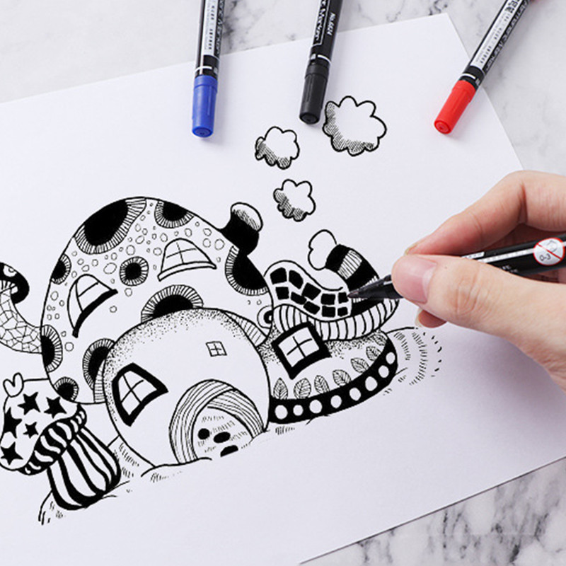 6 komada kreativne dvostrane oznake u boji, crtanje umjetničkih skica s otkucavajućim crtama, studentski crtani marker s grafitima, školski pribor