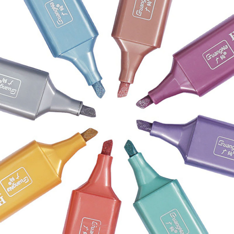 Marcator marcator Morandi, pigment pe bază de apă, un singur cap, 8 culori metalice, pix, papetărie pentru desen, rechizite școlare de birou