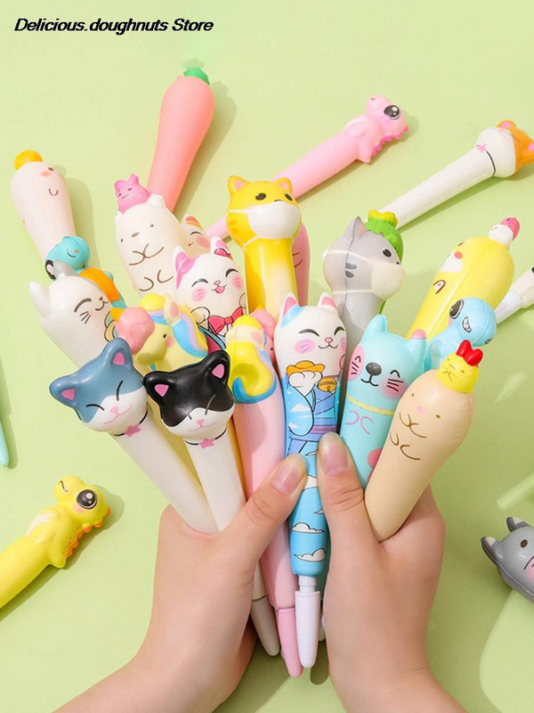 Minkštas mielas vienaragio katės gelio rašiklis „Kawaii“ raštinės reikmenys, mokykliniai reikmenys, dekompresinis kūrybingas saldus animacinis rašiklis
