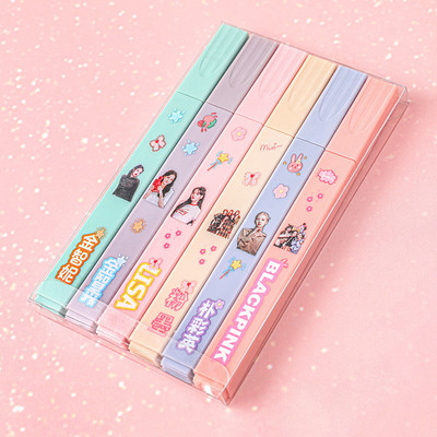 6 vienetų Lytwtw mielas Kawaii dvylikos mergaičių žvaigždynų paryškinimo įtaisas mokyklinių reikmenų dovana