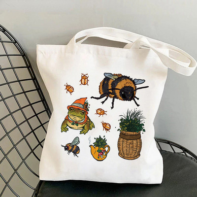 Geantă pentru cumpărături pentru femei, geantă Kawaii cu imprimeu cu ciuperci, Harajuku, pentru cumpărături, geantă pentru cumpărături din pânză, geantă de mână pentru fată, geantă de umăr