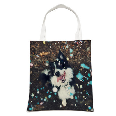 Ležerni pas, slatki škotski granični škotski ovčar, ženska torba za kupnju, modna torba za kućne ljubimce, životinje, torba na rame za studente, sklopiva za višekratnu upotrebu