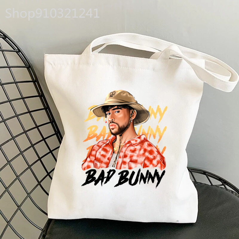 Bad Bunny Torbe za kupovinu na rame Ležerne velike ručne torbe Shopping UN VERANO SIN TI Glazbeni album Ručna torba Modna velika torba s printom