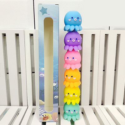 4/5/6 Spalvotas fluorescencinis rašiklis Kūrybinis mielas animacinis aštuonkojai paryškintuvai rašikliai vaikams Dovanos mokyklinės prekės Kawaii raštinės reikmenys