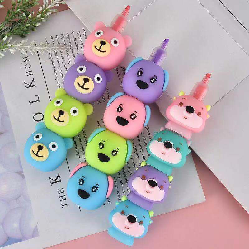4/5/6 Spalvotas fluorescencinis rašiklis Kūrybinis mielas animacinis aštuonkojai paryškintuvai rašikliai vaikams Dovanos mokyklinės prekės Kawaii raštinės reikmenys