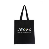 Geanta de pânză Iisus Creștin Negru Cumpărături Isus El va fi acolo pentru tine Geanta de tote Geanta de carte Geanta de mana cadou