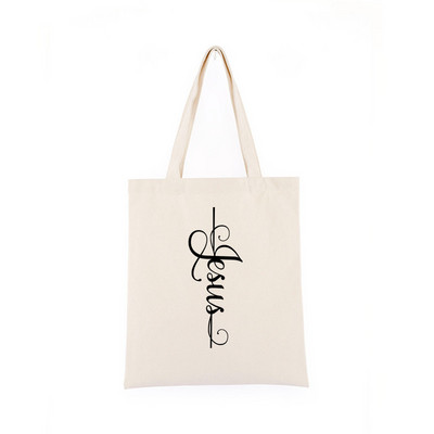 Geanta de pânză Iisus Creștin Negru Cumpărături Isus El va fi acolo pentru tine Geanta de tote Geanta de carte Geanta de mana cadou