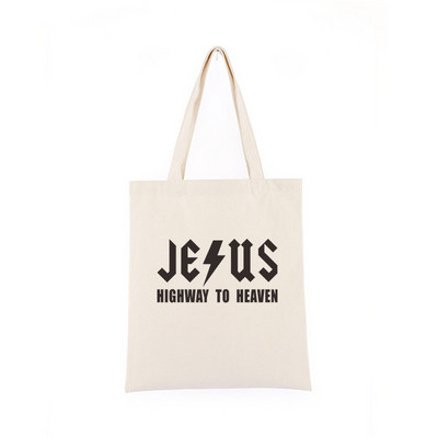 Geanta de pânză Iisus Creștin Negru Cumpărături Isus El va fi acolo pentru tine Geanta de tote Geanta de carte Geanta de mana cadou