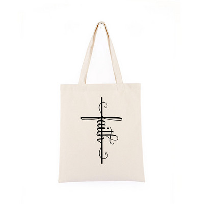 Geanta de pânză Iisus Creștin Negru Cumpărături Isus El va fi acolo pentru tine Geanta de tote Geanta de carte Geanta de mana cadou