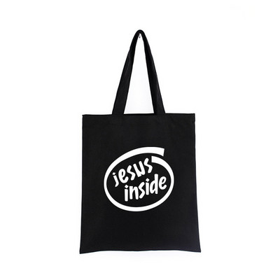Geanta de pânză Iisus Creștin Negru Cumpărături Isus El va fi acolo pentru tine Geanta de tote Geanta de carte Geanta de mana cadou