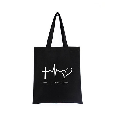 Geanta de pânză Iisus Creștin Negru Cumpărături Isus El va fi acolo pentru tine Geanta de tote Geanta de carte Geanta de mana cadou