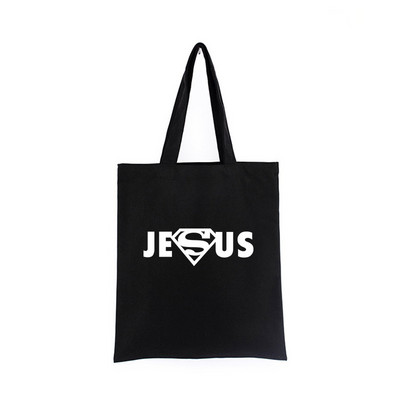 Geanta de pânză Iisus Creștin Negru Cumpărături Isus El va fi acolo pentru tine Geanta de tote Geanta de carte Geanta de mana cadou