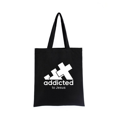Geanta de pânză Iisus Creștin Negru Cumpărături Isus El va fi acolo pentru tine Geanta de tote Geanta de carte Geanta de mana cadou