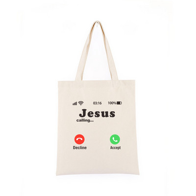 Geanta de pânză Iisus Creștin Negru Cumpărături Isus El va fi acolo pentru tine Geanta de tote Geanta de carte Geanta de mana cadou