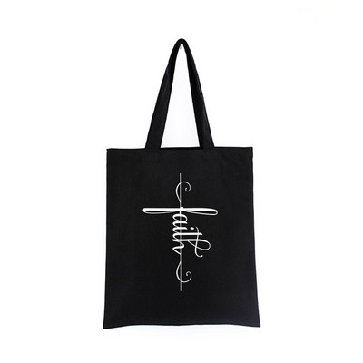 Geanta de pânză Iisus Creștin Negru Cumpărături Isus El va fi acolo pentru tine Geanta de tote Geanta de carte Geanta de mana cadou