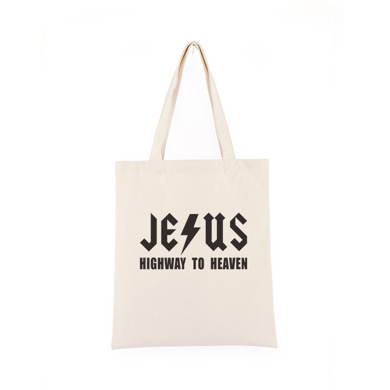 Geanta de pânză Iisus Creștin Negru Cumpărături Isus El va fi acolo pentru tine Geanta de tote Geanta de carte Geanta de mana cadou