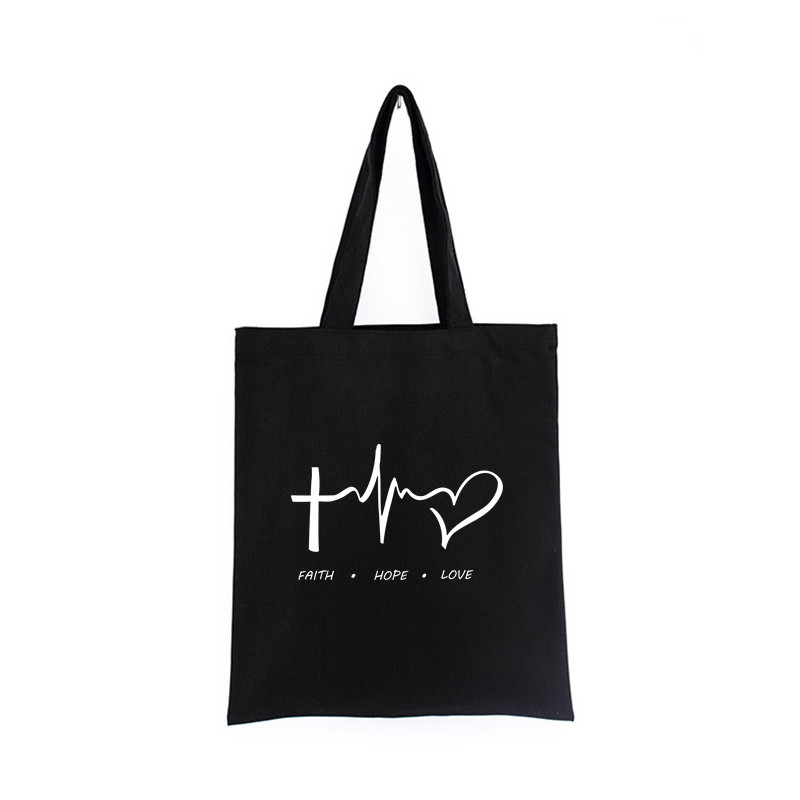 Geanta de pânză Iisus Creștin Negru Cumpărături Isus El va fi acolo pentru tine Geanta de tote Geanta de carte Geanta de mana cadou