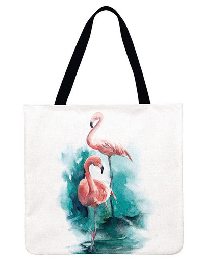 Ženska torba na rame, topla torba s uzorkom flaminga, ležerna lanena torba, torba za višekratnu upotrebu, torba za kupovinu, sklopiva torba za plažu, ručna torba
