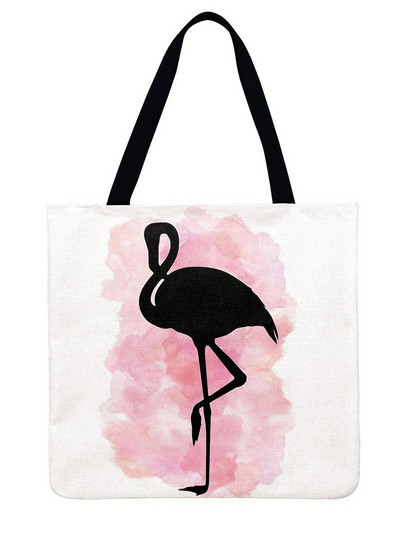 Ženska torba na rame, topla torba s uzorkom flaminga, ležerna lanena torba, torba za višekratnu upotrebu, torba za kupovinu, sklopiva torba za plažu, ručna torba