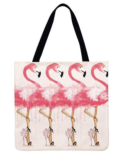 Ženska torba na rame, topla torba s uzorkom flaminga, ležerna lanena torba, torba za višekratnu upotrebu, torba za kupovinu, sklopiva torba za plažu, ručna torba
